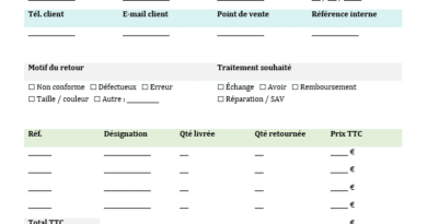 Bon de retour marchandises à imprimer : modèles Word