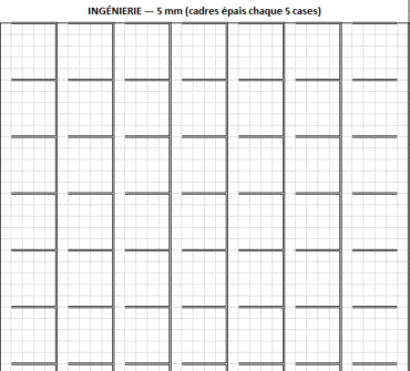 Feuille quadrillée à imprimer modèles A4 dans Excel et PDF