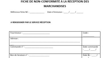 Fiche de non-conformité à la réception : modèle Word + procédure