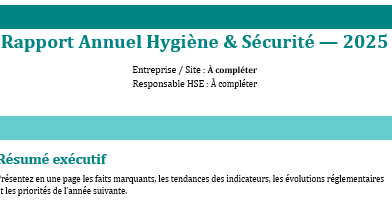 Rapport annuel Hygiène & Sécurité : Exemple et modèle Word à Remplir