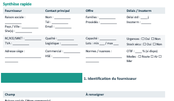 Fiche descriptive fournisseur (industrie) : Modèle Word à télécharger
