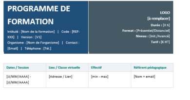 Modèle de Programme de formation ( format Word )