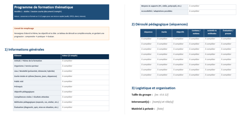 Modèle de Programme de formation ( format Word )