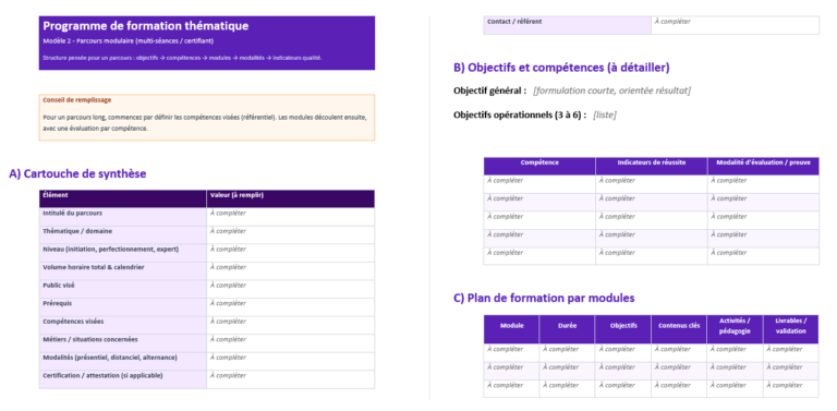 Modèle de Programme de formation ( format Word )