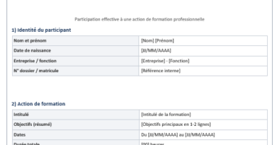 Attestation de formation imprimable : modèles Word