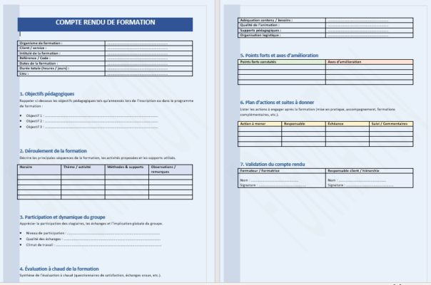 Compte rendu de formation word
