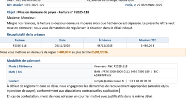 Mise en demeure de payer : Modèles Word