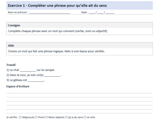 15 exercices de production d’écrits CE1 (avec consignes et corrigés) + Imprimables