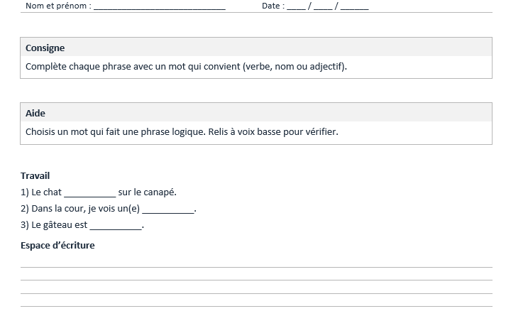 15 exercices de production d’écrits CE1 (avec consignes et corrigés) + Imprimables