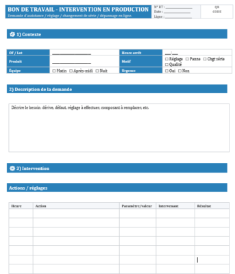 Fiche d’intervention Excel gratuite + Modèles Word à télécharger, PDF à imprimer et exemples thématiques