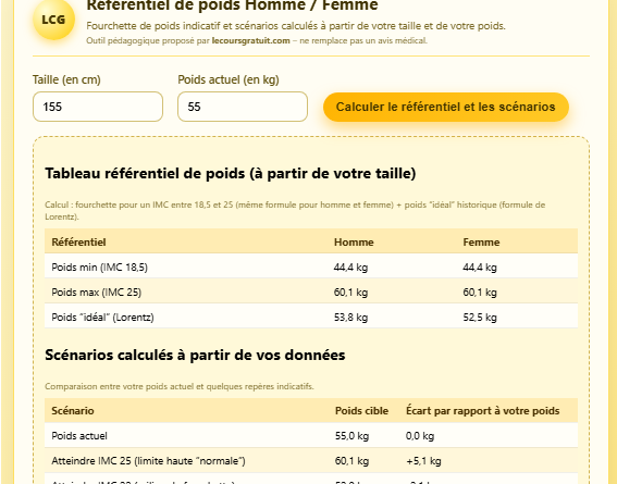 Comment calculer son IMC : calculateurs intégrés + tableau référentiel de poids homme/femme