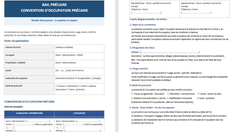 Bail précaire en Word à télécharger