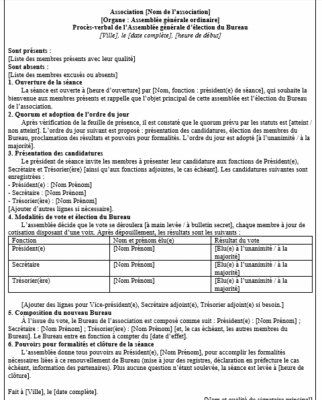 Procès-verbal d’élection du Bureau d’association : Exemples + modèles Word