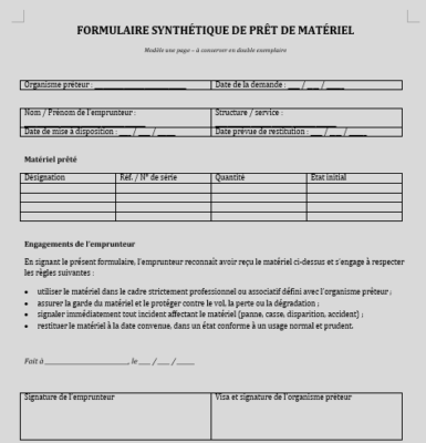 Modèle de formulaire de prêt de matériel (format Word)