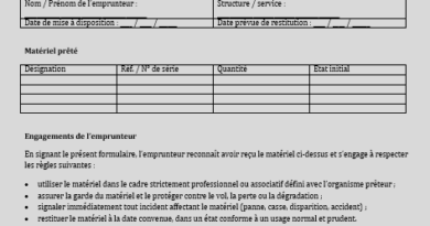 Modèle de formulaire de prêt de matériel (format Word)