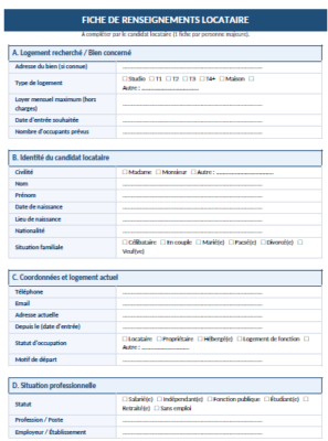 Fiche de renseignements locataire : modèle Word téléchargable