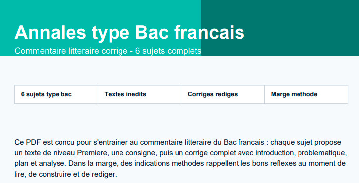 Annales bac français commentaire corrigé, la méthode qui vous fait gagner en assurance