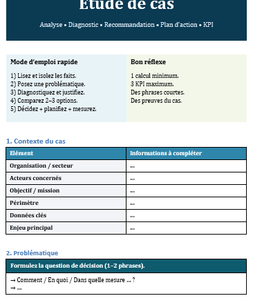 Étude de cas : méthode complète + canevas Word à télécharger