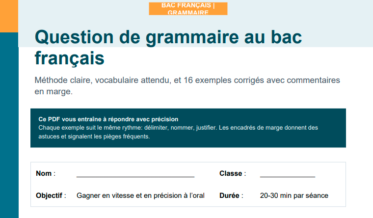 Question de grammaire au bac français