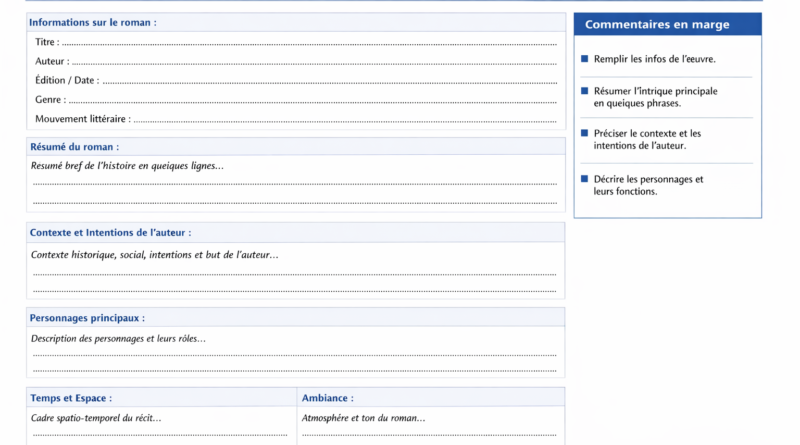 Comment analyser un roman ? Fiche d'analyse roman à télécharger