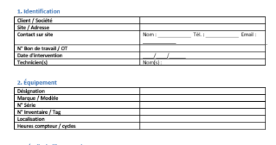 Fiche d’intervention de maintenance préventive : Modèle Word et Excel