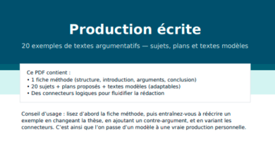Production écrite texte argumentatif : 20 exemples PDF