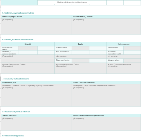 Rapport Journalier de Chantier RJC Word et Excel à Télécharger