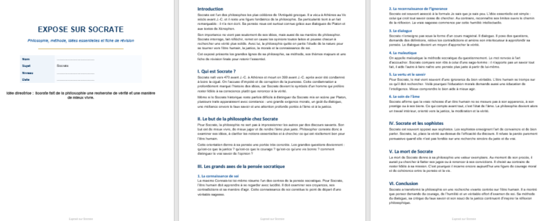 Exposé sur Socrate : pour comprendre sa pensée, sa méthode et son héritage