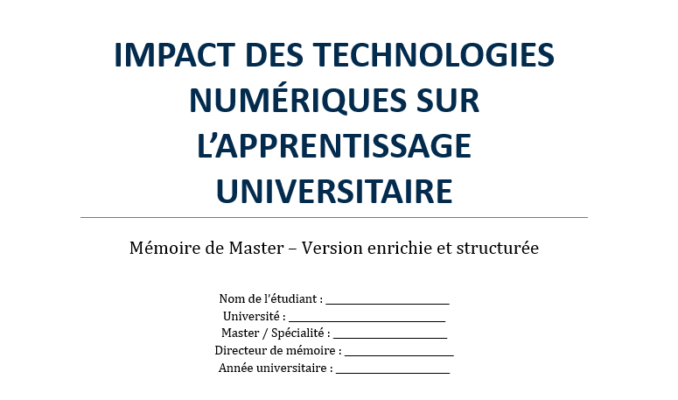 Mémoire de Master : structure universitaire et Exemple rempli