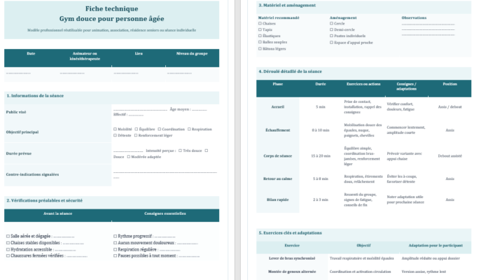 Fiche technique gym douce pour personne âgée
