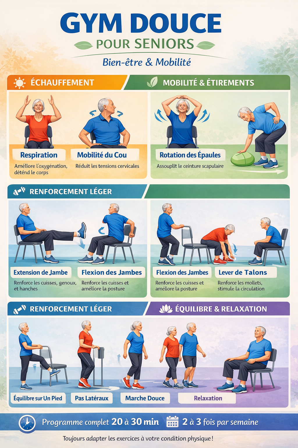 Affiche A3 gym douce pour association ou EHPAD