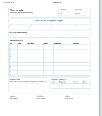 Créer une fiche de suivi en ligne : générateur personnalisable à imprimer