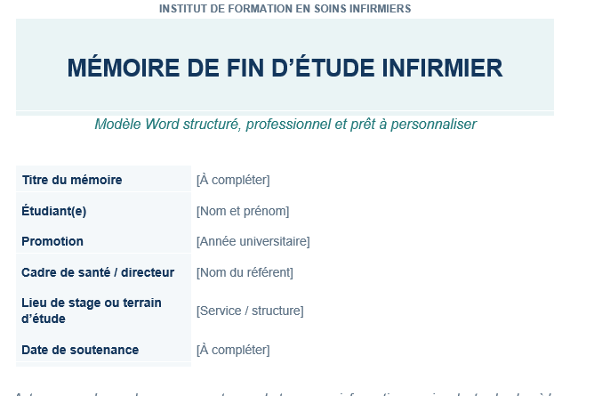 Mémoire de fin d’étude infirmier : méthode, structure + modèle à télécharger