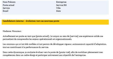Lettre de motivation mutation interne : Modèles & Exemples Word