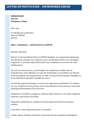 lettre de motivation ehpad infirmier