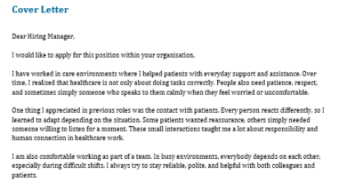 NHS Cover Letter Example in Word