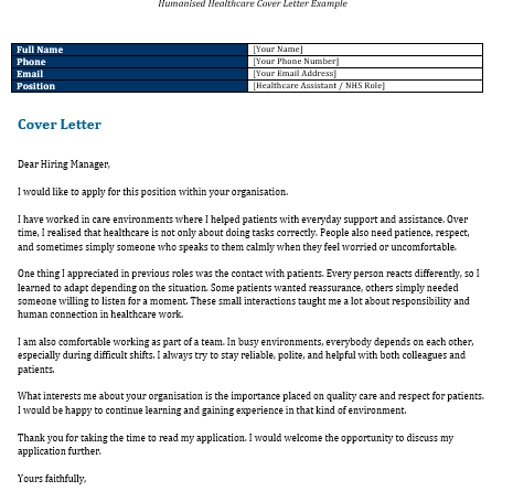 NHS Cover Letter Example in Word