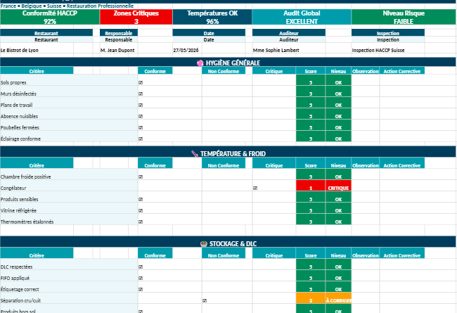 Grille d’Audit Restaurant : Modèles Word et Excel à télécharger + tableau visuel