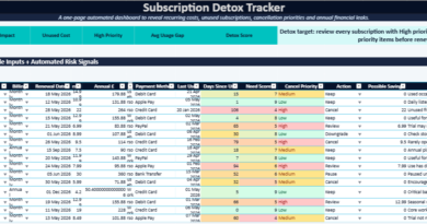 Subscription Detox Tracker in Excel: Quiet Cost of Digital Life