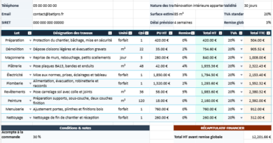 Modèle de Devis Bâtiment Excel