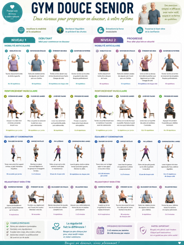 Affiche Gym Douce Senior à Deux Niveaux 