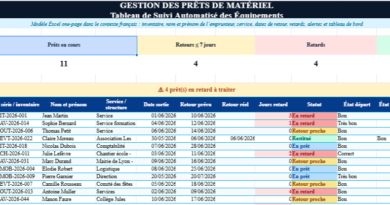 Gestion Prêt de Matériel Excel : Modèle de Suivi des Prêts