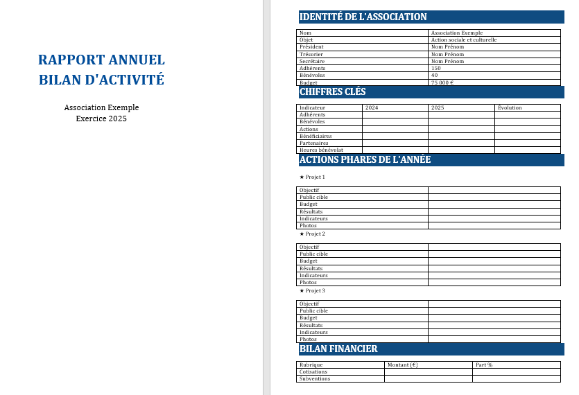 Bilan d’Activité d’Association : Modèle Word Gratuit