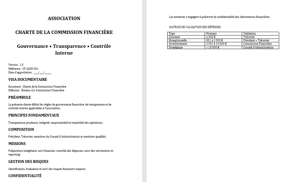 Charte de Commission Financière d'une Association