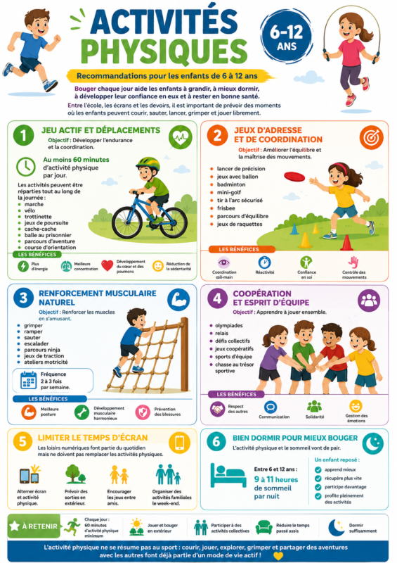 Activités Physiques chez les Enfants de 6 à 12 Ans : Fiche Pratique