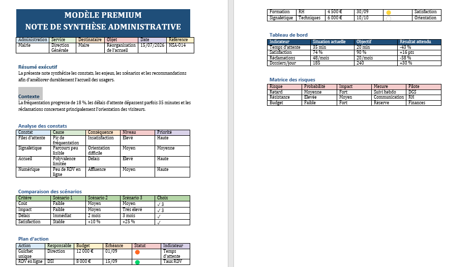 exemple de note de synthèse administrative
