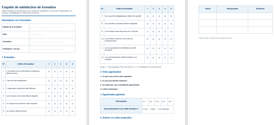 Enquête de satisfaction formation
