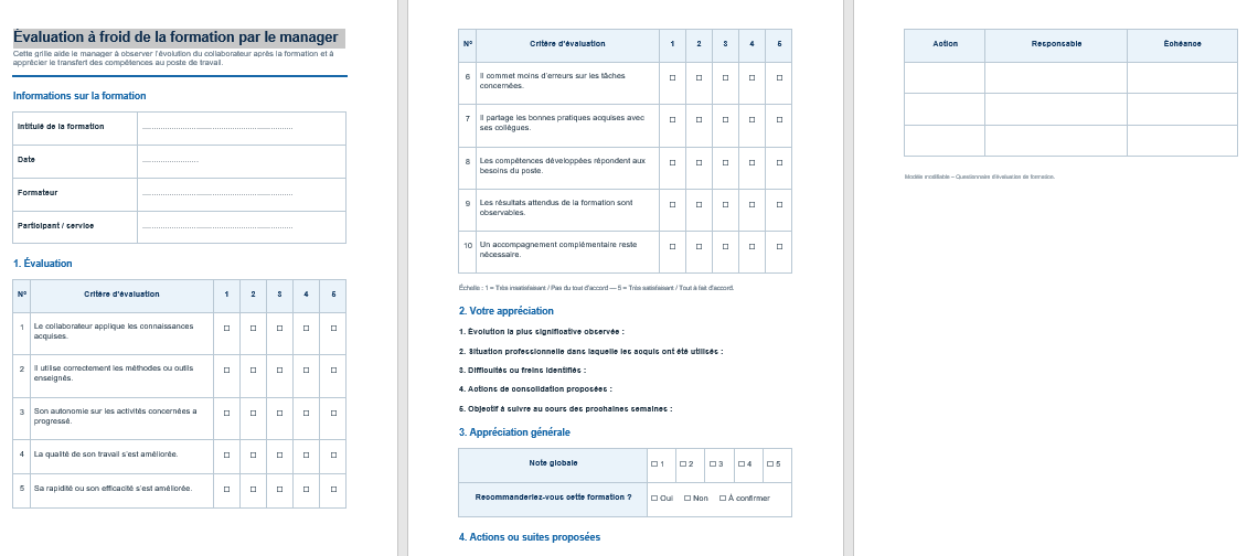 Évaluation à froid de la formation par le manager