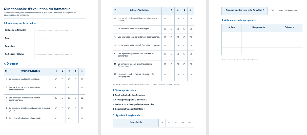 Évaluation du formateur
