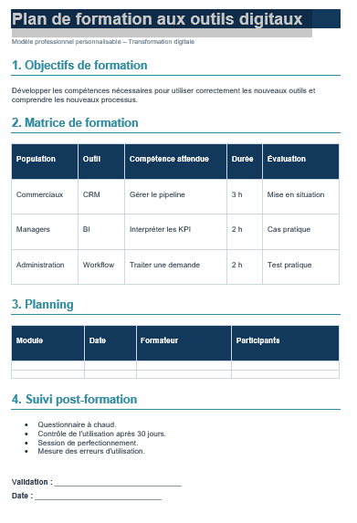 Plan de formation aux outils digitaux